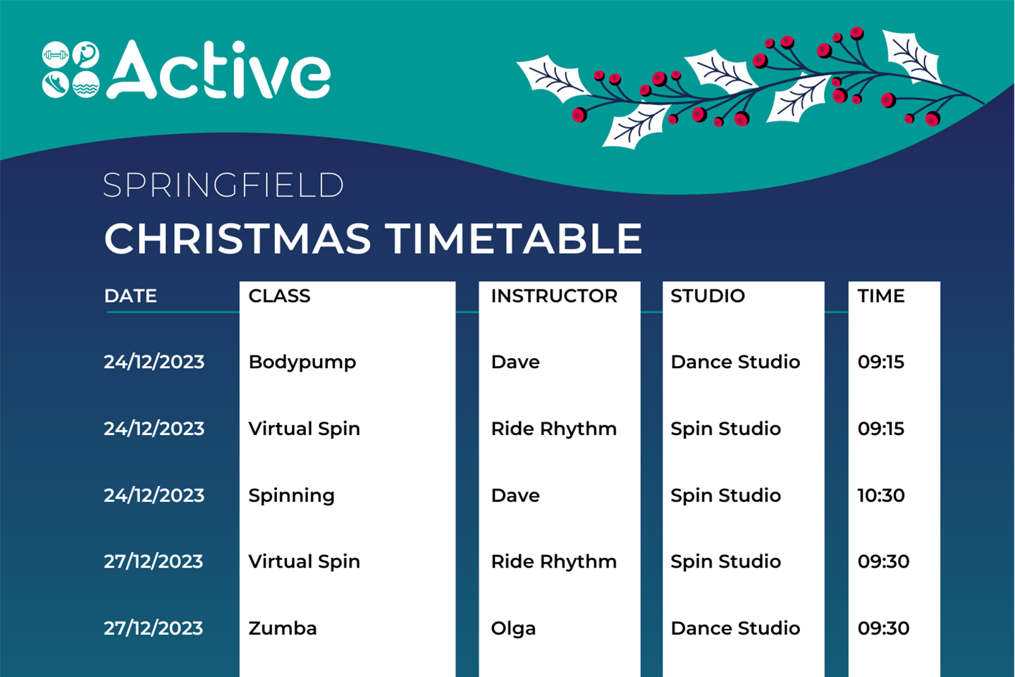 Active Christmas Timetable 2023.Pdf